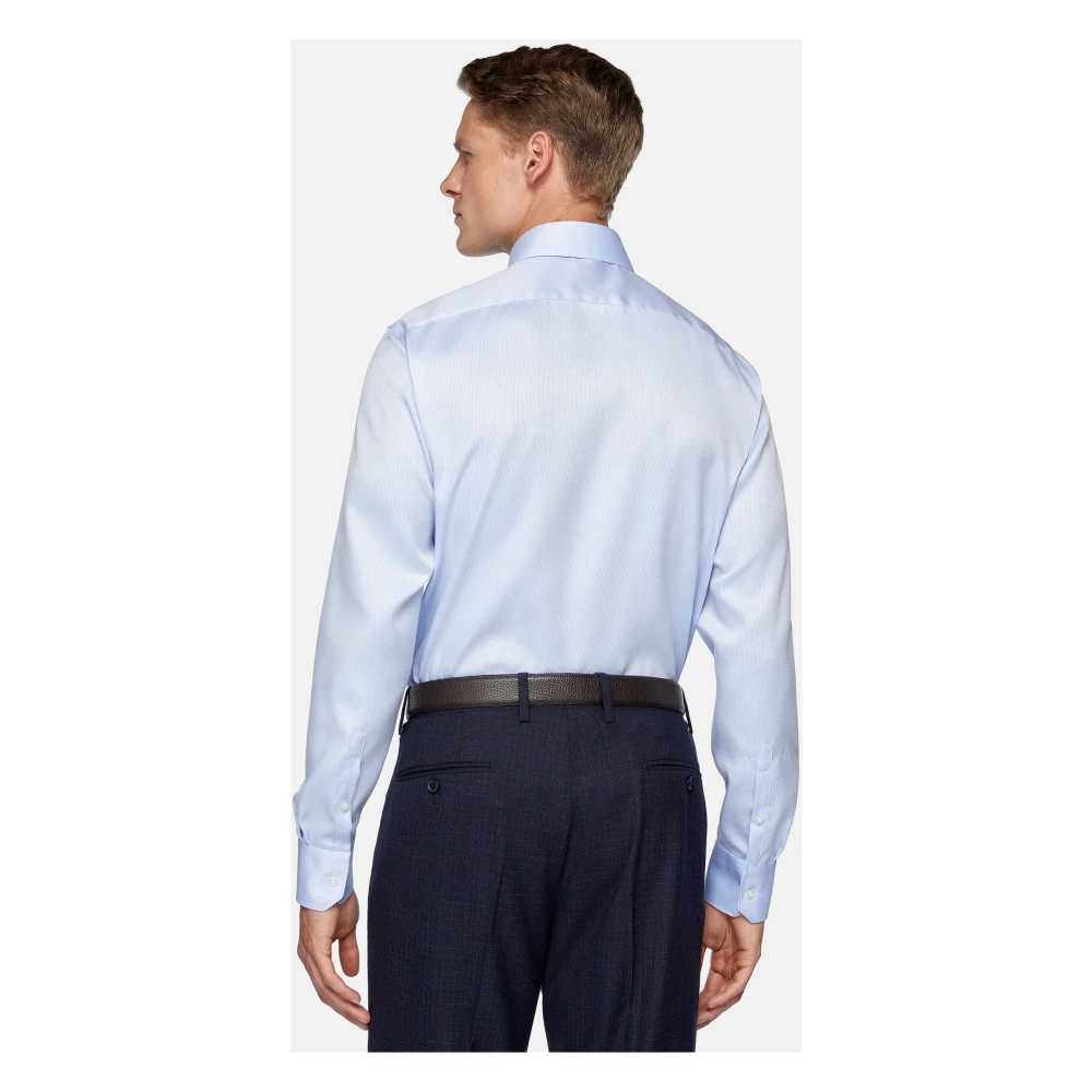 Boggi Milano Ultimate Non-Iron Slim Fit Katoenen Dobby Overhemd Blue Heren