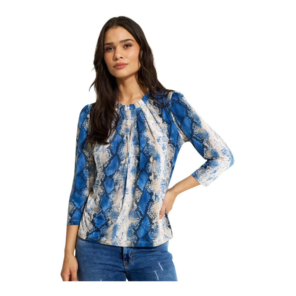 IN Front Blauwe Grazia Blouse met 3 4 Mouwen Multicolor Dames