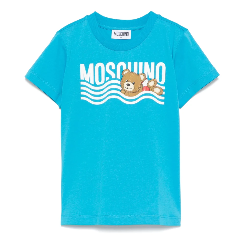 Moschino Mannelijk Blauw Grafisch Print Crew Neck T-Shirt