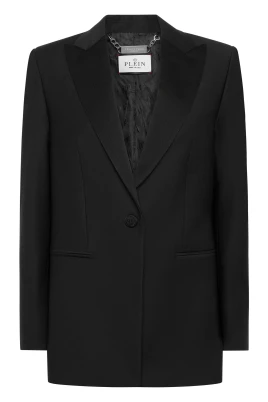 Wool Blazer Boyfriend Fit Face Strass