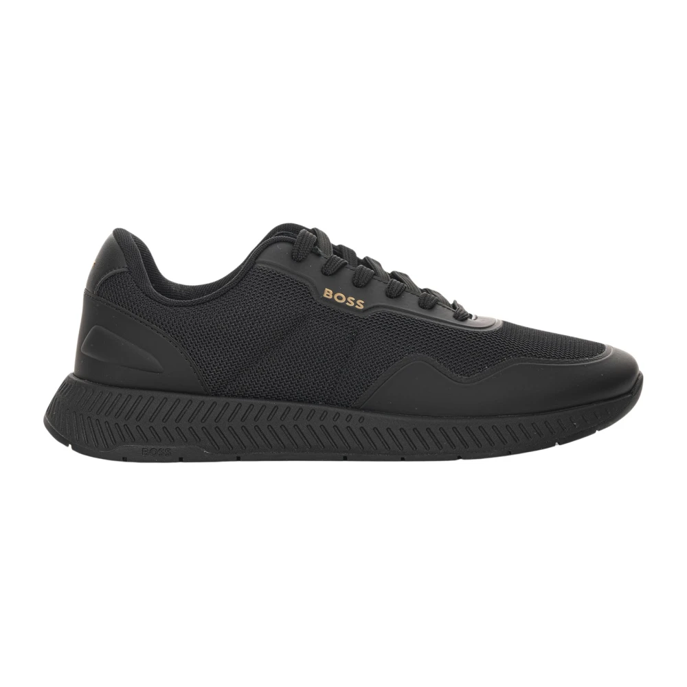 Hugo Titanium-Runn Canvas Sneaker Heren Schoenen Zwart
