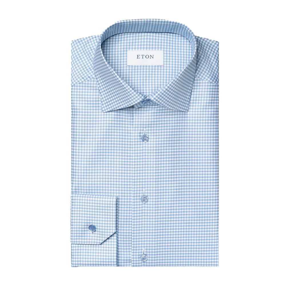 Eton Slim Fit Katoen Lyocell Overhemd Blue Heren