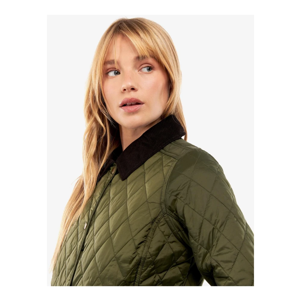 Barbour Groene gewatteerde jas met fluwelen kraag Green Dames