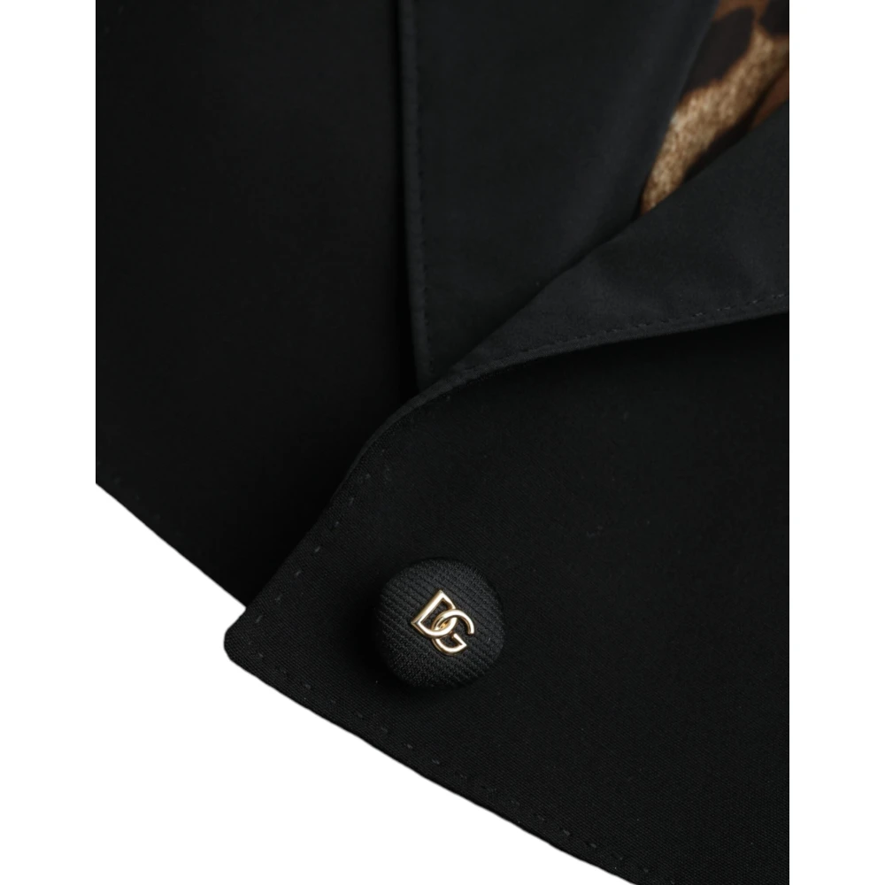 Dolce & Gabbana Zwarte polyesterjas met pofmouwen Black Dames