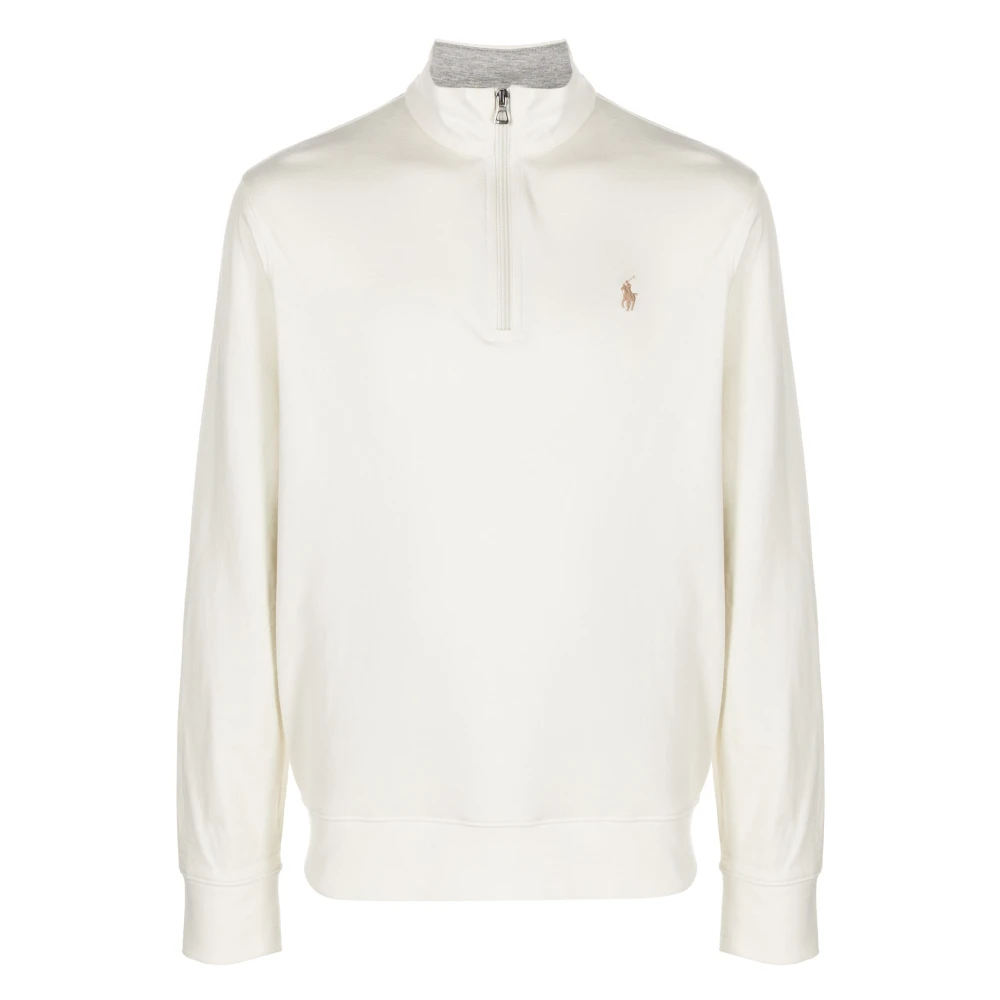 Polo Ralph Lauren Katoenen Half-Zip Gebreide Trui met Geborduurd Logo White Heren