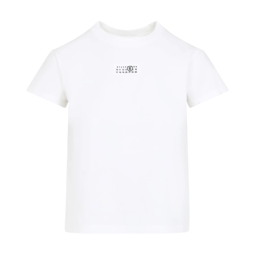 MM6 Maison Margiela Minimalistisch Wit T-shirt met Kenmerkende Nummers White Dames