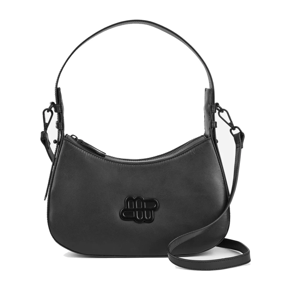 Munthe Elegante Leren Tas met Embleem Black Dames