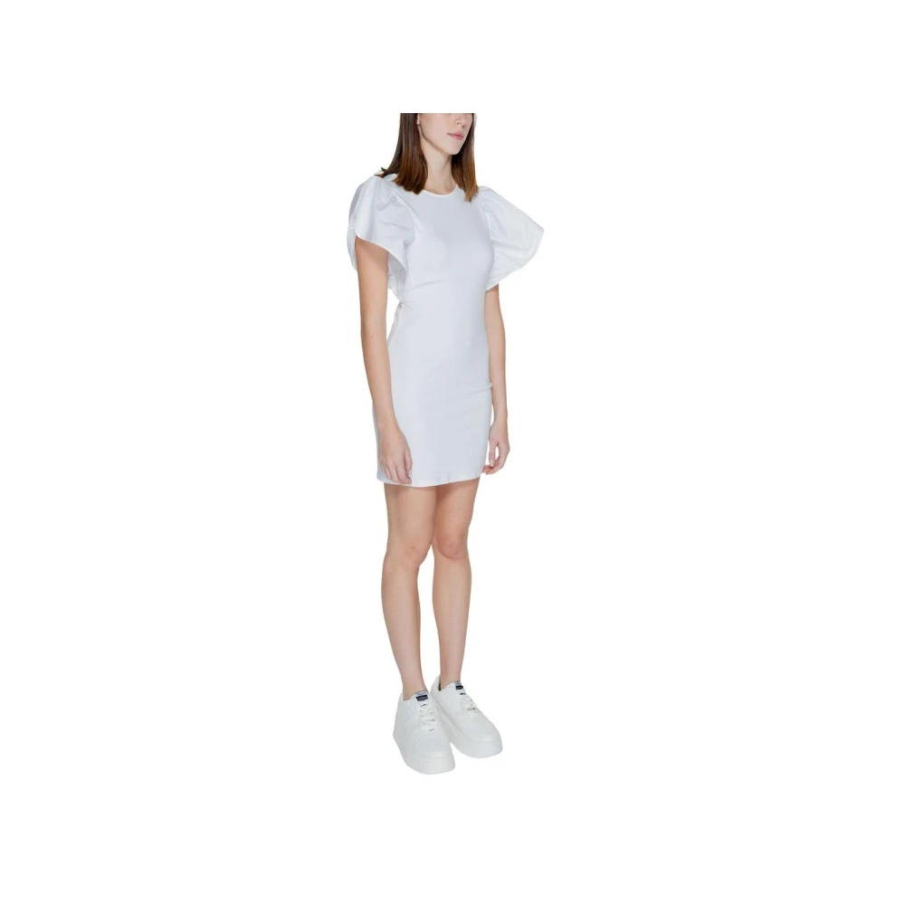 Only Witte Katoenen Pofmouw Mini Jurk White Dames