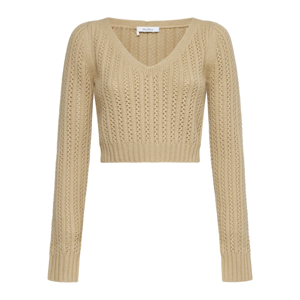 Max Mara Ecru Gehaakte Wol Kasjmier Trui Beige Dames