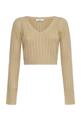 Ecru Virkad Ull Cashmere Tröja