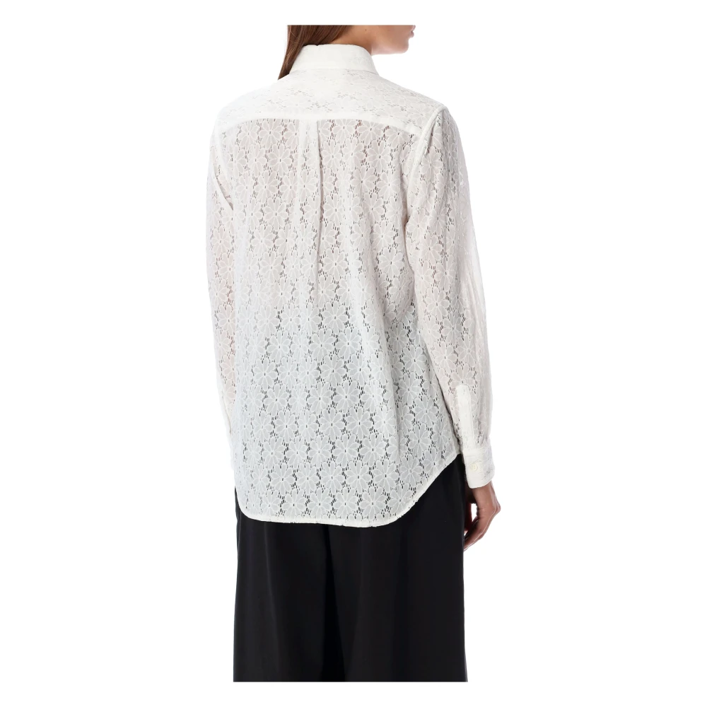 Comme des Garçons Off-white Doorschijnende Kant Knoopshirt White Dames