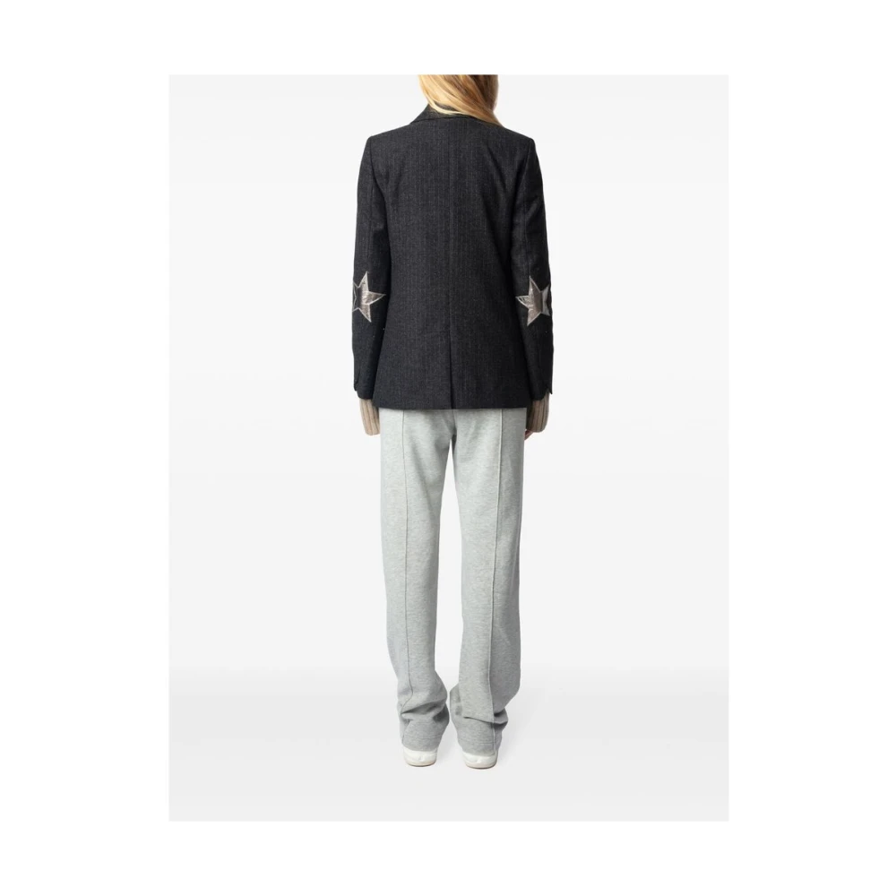Zadig & Voltaire Antracietgrijze Jas met Voorknopsluiting Gray Dames