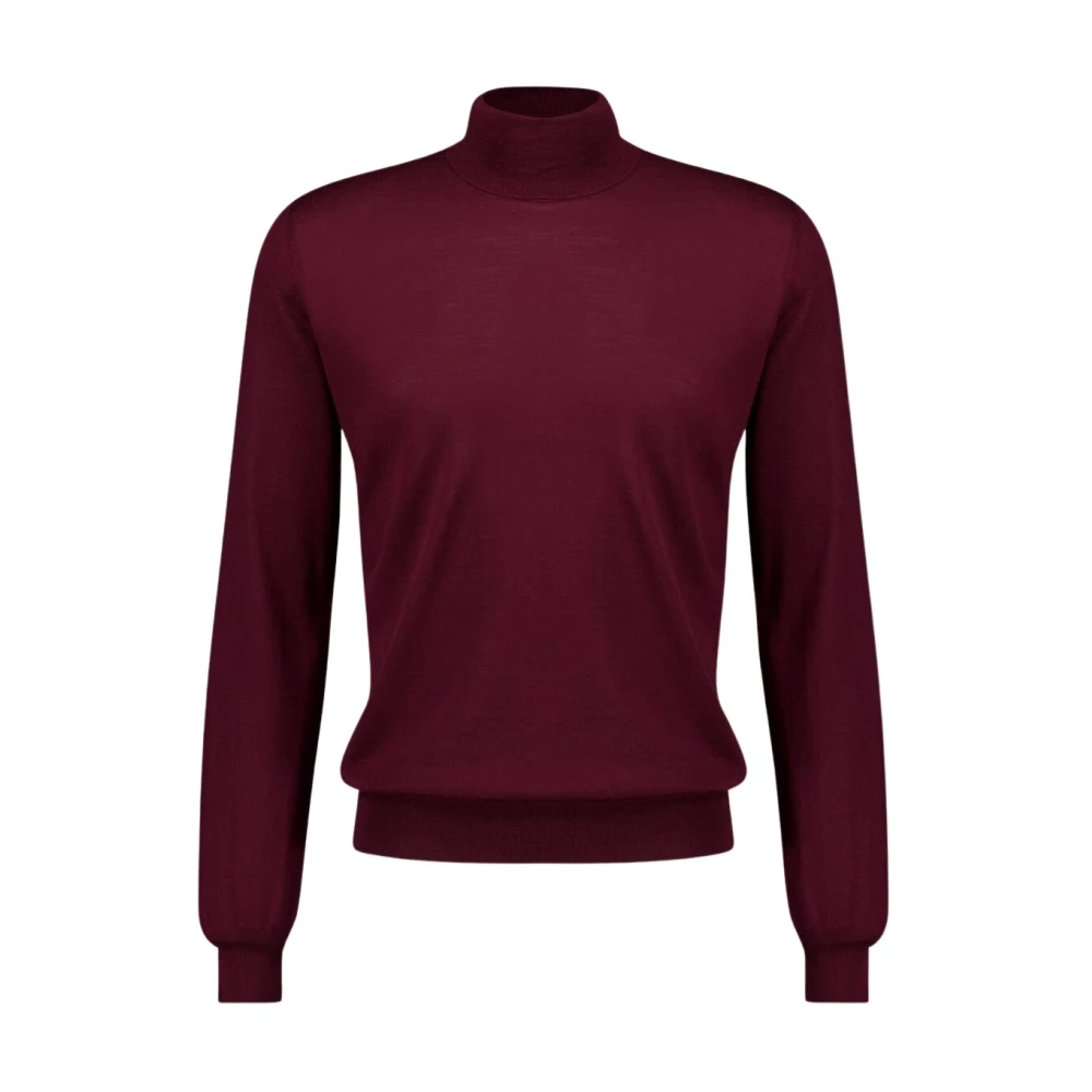 Boglioli Uomo Rosso Maglione Collo Alto Lana Bordeaux