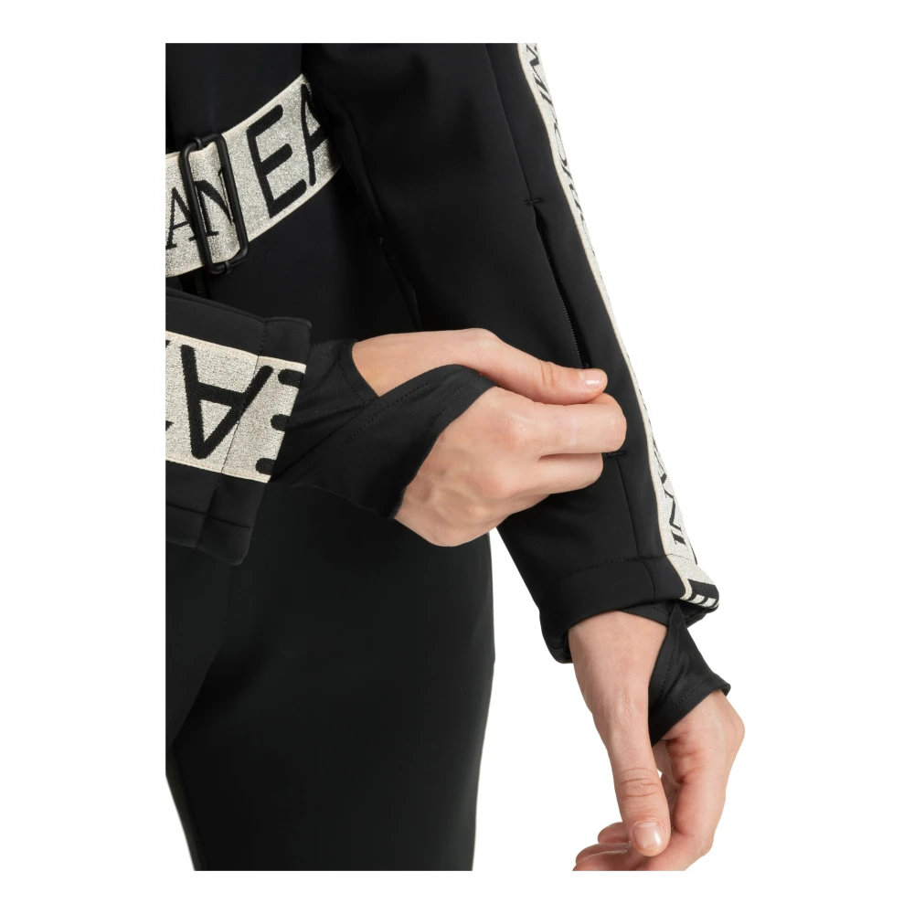 Emporio Armani EA7 Capuchon Rits Ski Suit Multipockets Black Dames