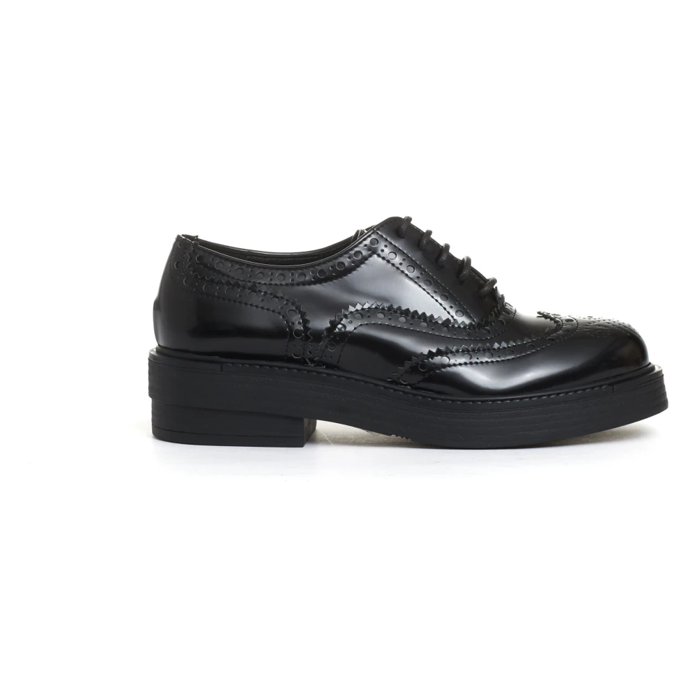Strategia Women's Black Leather Brogue Lace-Up Shoes