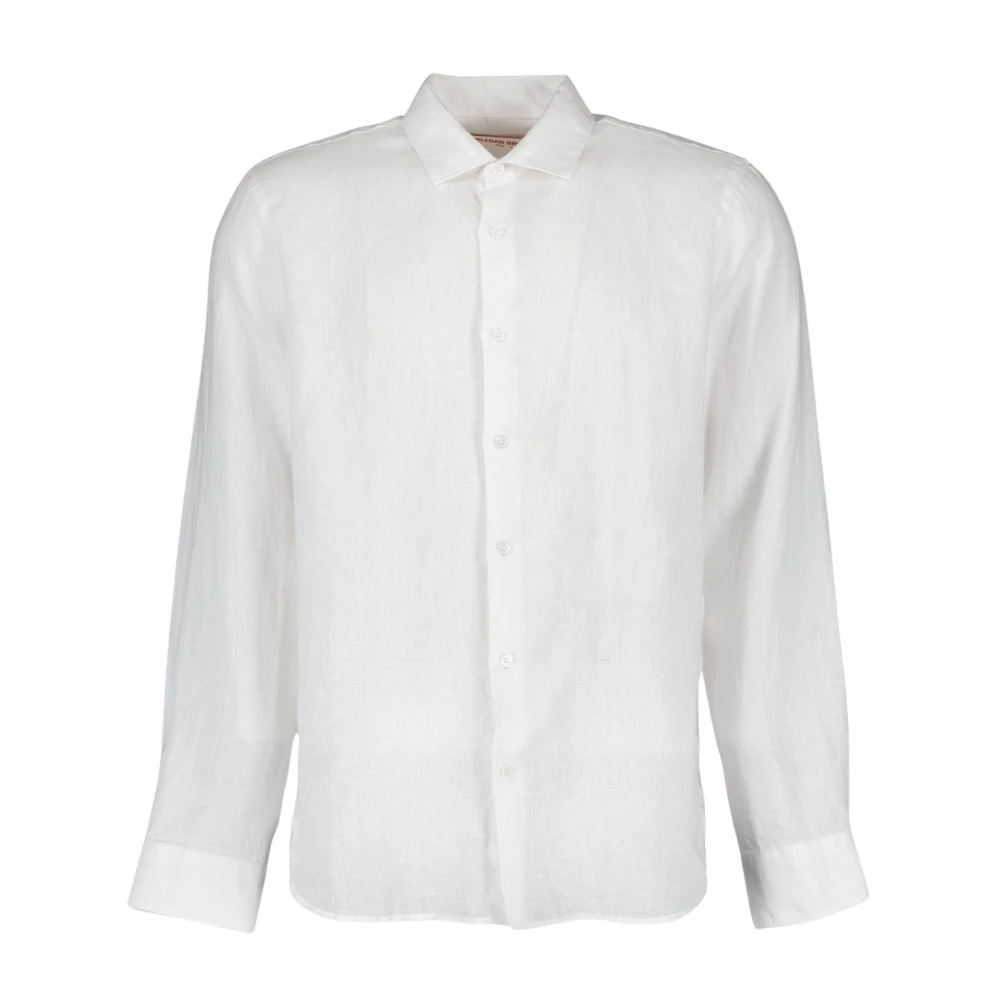 Orlebar Brown Linnen Overhemd Klassiek Lange Mouw Knoopsluiting White Heren