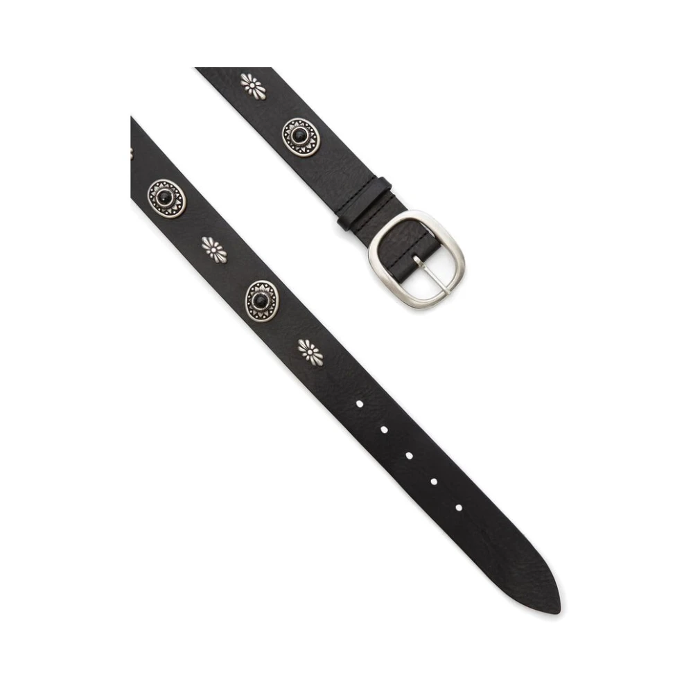 Isabel marant Studded Leren Riem met Gesp Sluiting Black Heren