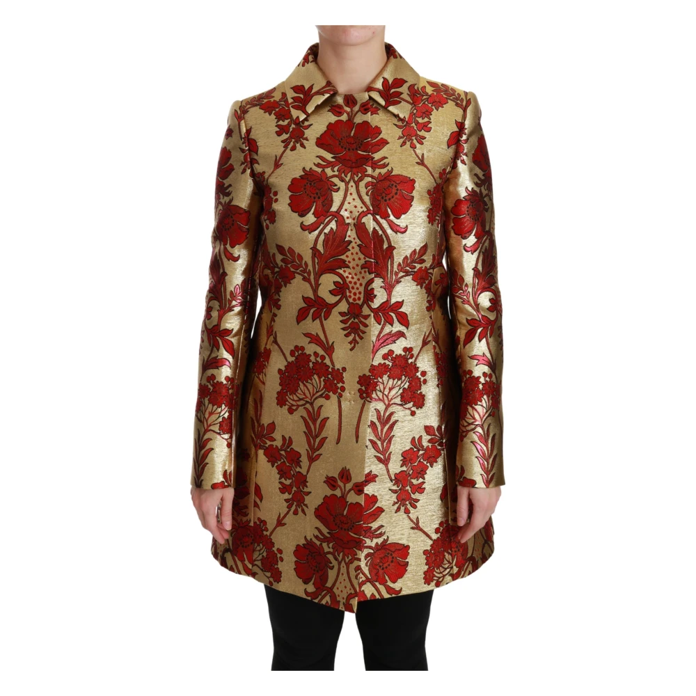 Dolce & Gabbana Women's Golden Brocade Floral Trenchcoat