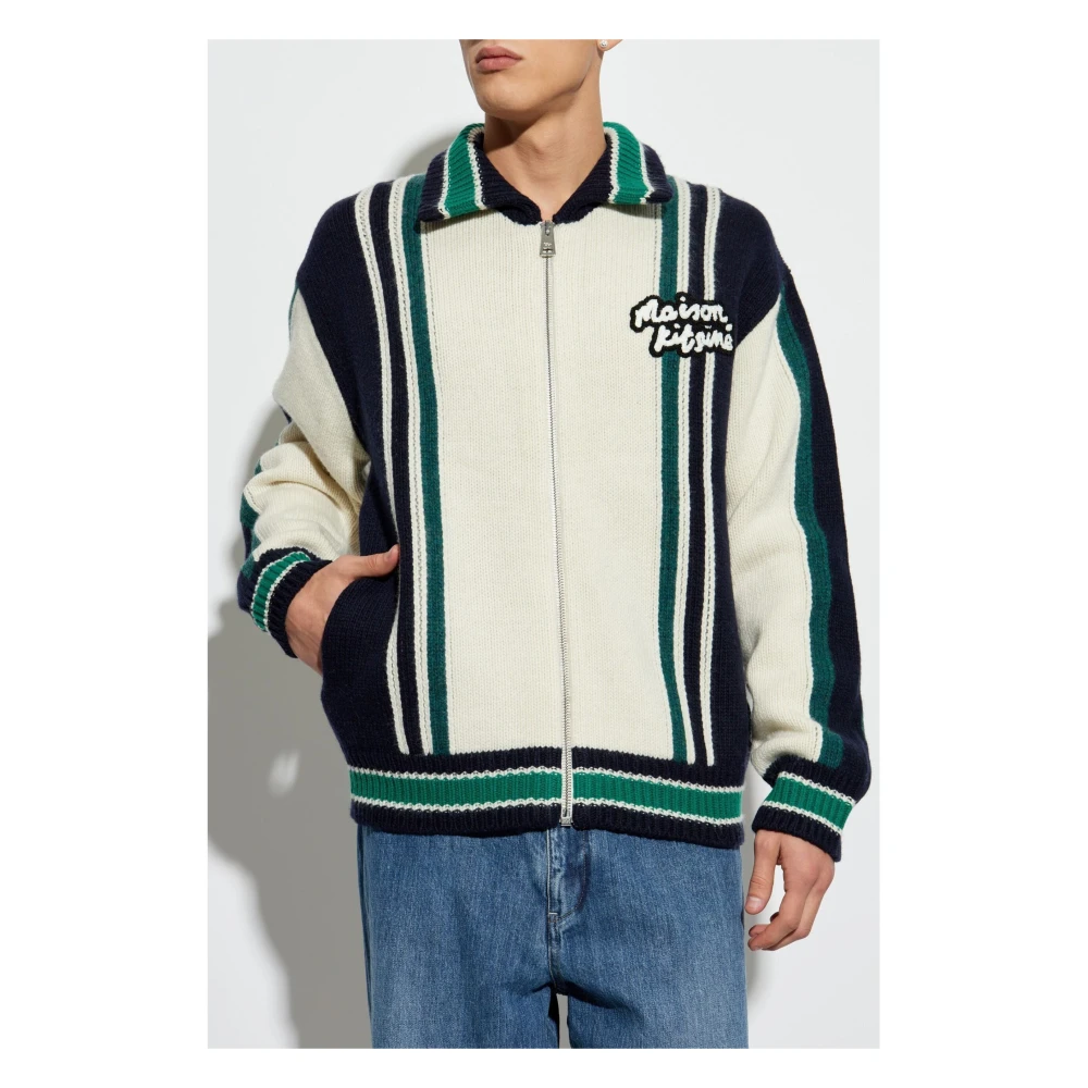 Maison Kitsuné Intarsia Gebreid Jack Gestreepte Kraag Multicolor Heren