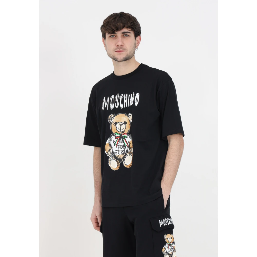 Moschino T-shirt met Teddy Bear Print Black Heren