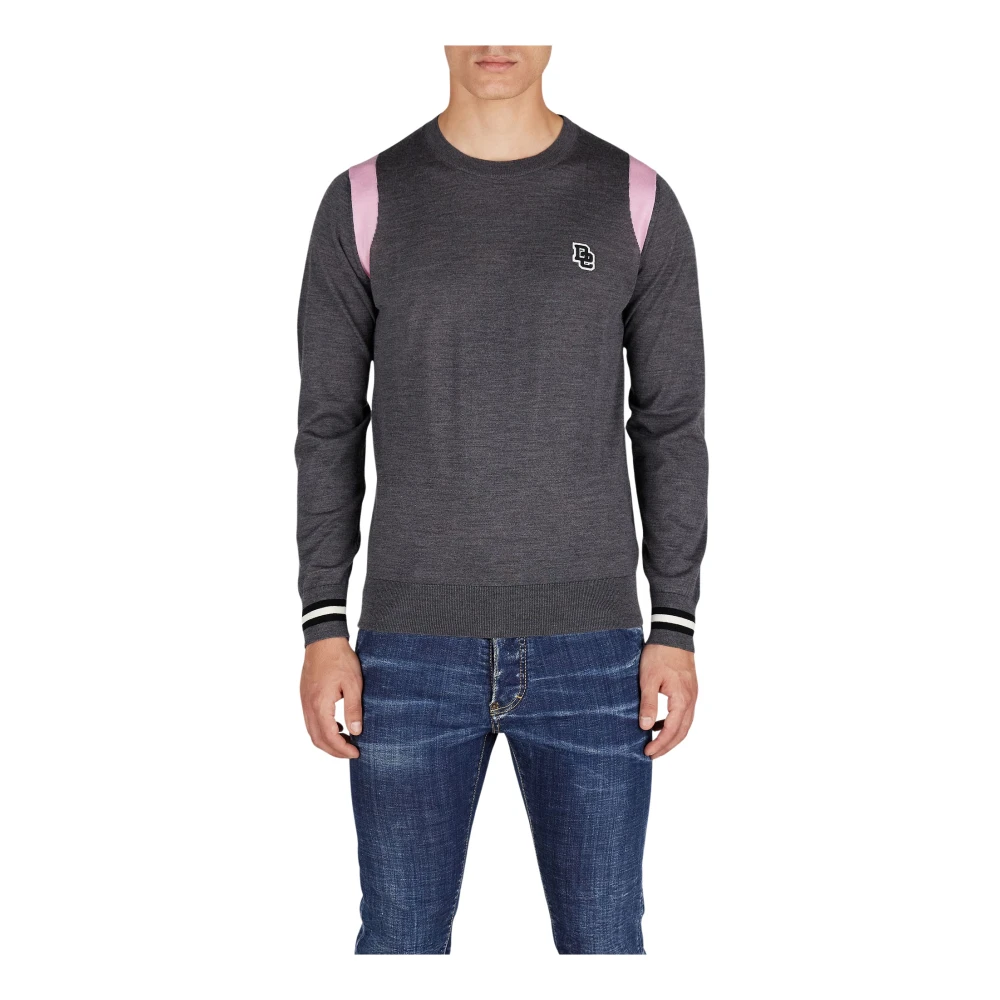 Dsquared2 Fijne Virgin Wool Logo Patch Trui Gray Heren