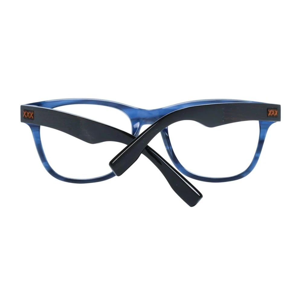 Ermenegildo Zegna Blauwe Trapezium Optische Frames met Hoes Blue Heren