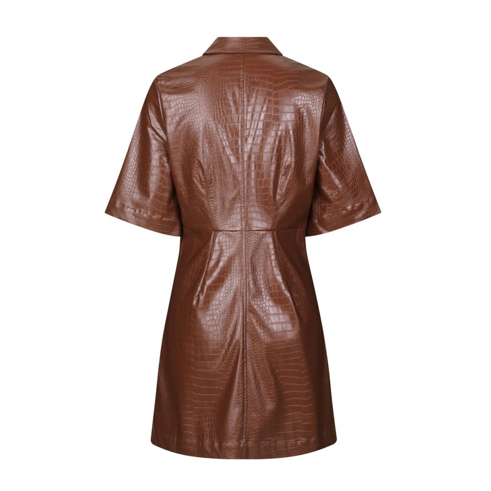 Samsøe Crocodile Faux-Leather Jurk Brown Dames