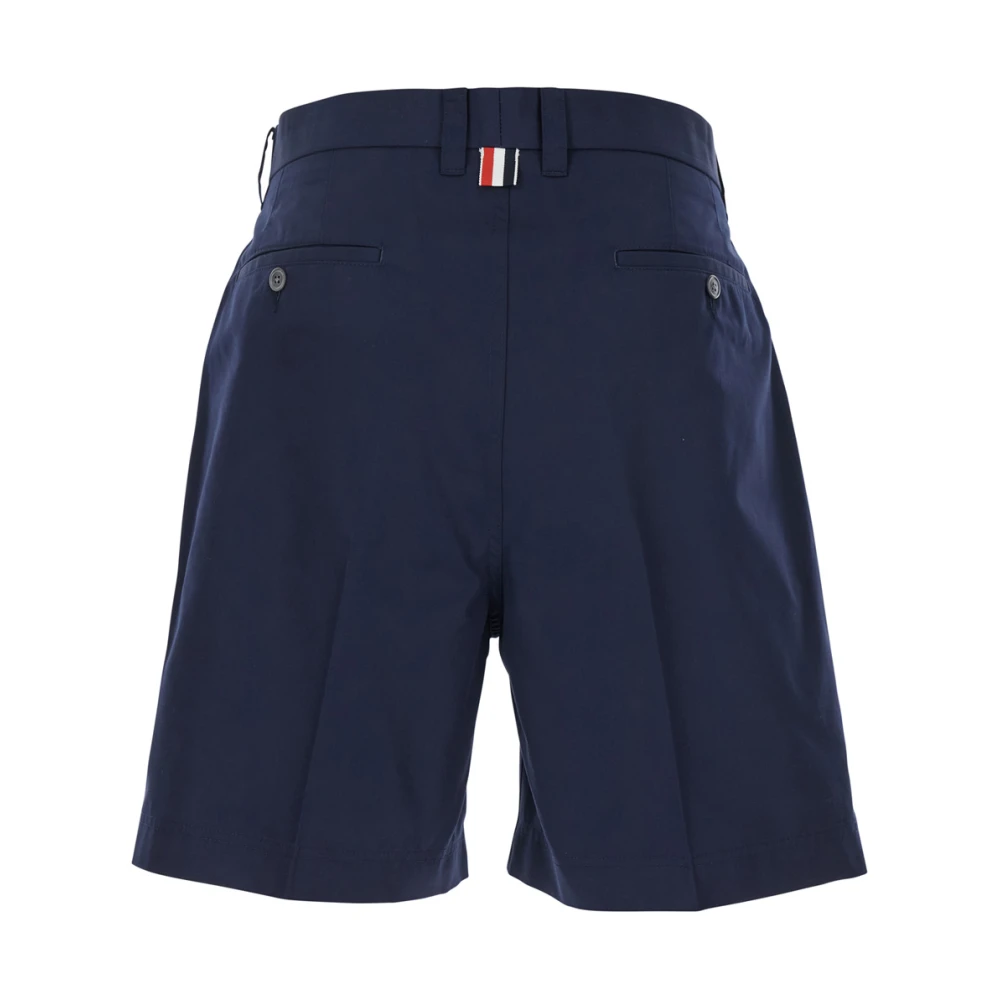 Thom Browne Blauwe Bermuda broek met logopatch Blue Heren