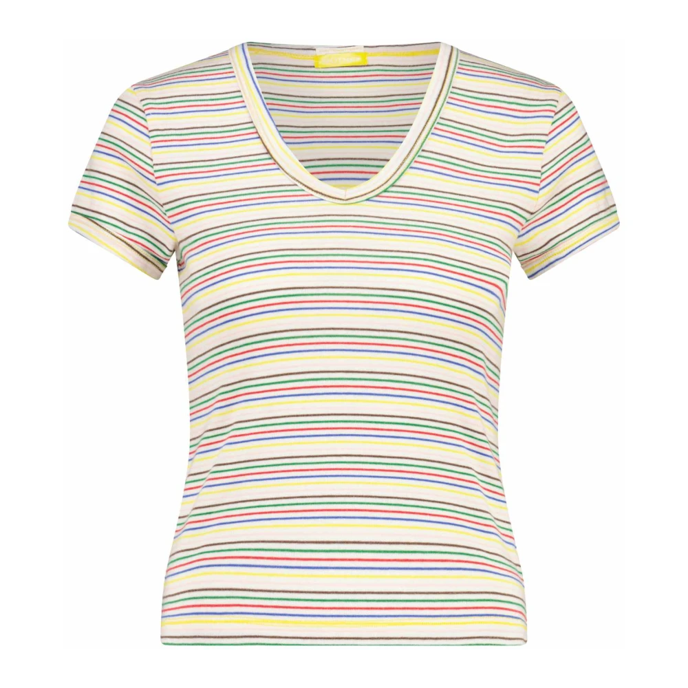 Mother Gestreepte V-hals T-shirt Throwback Stijl Multicolor Dames