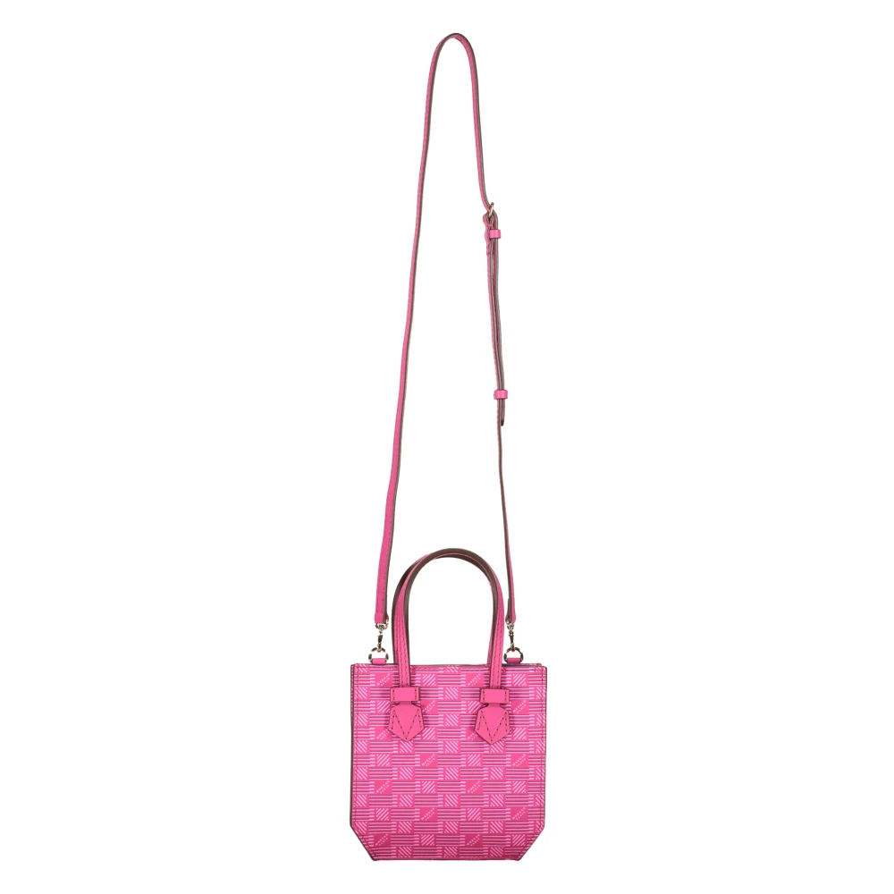 Moreau Paris Korrelig leren schoudertas met logo Pink Dames