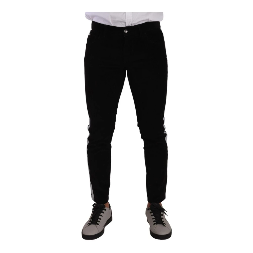 Dolce & Gabbana Men's Black Skinny Denim Jeans With Zipper And Button Closure
