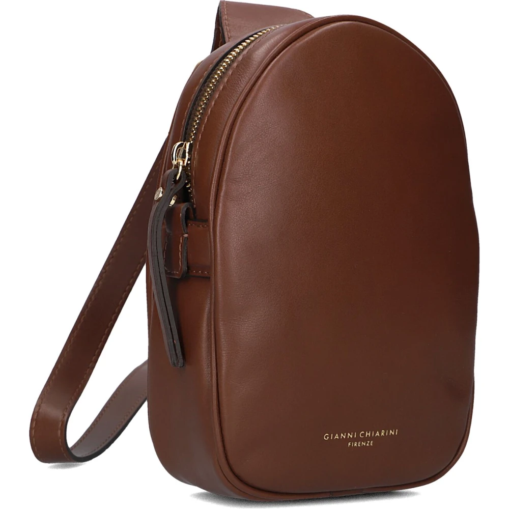 Gianni Chiarini Elegante Bruine Leren Schoudertas Brown Dames