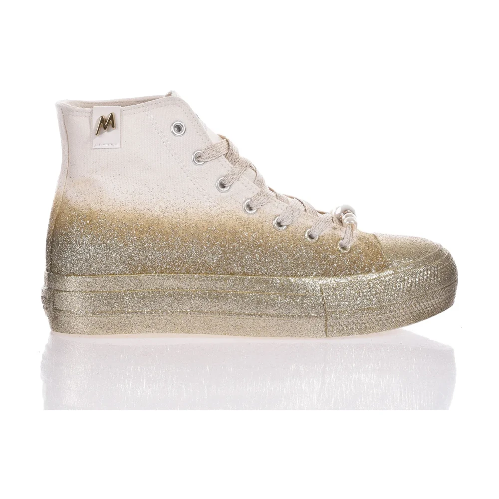 Gull Glitter Plattform Sneakers Kvinner