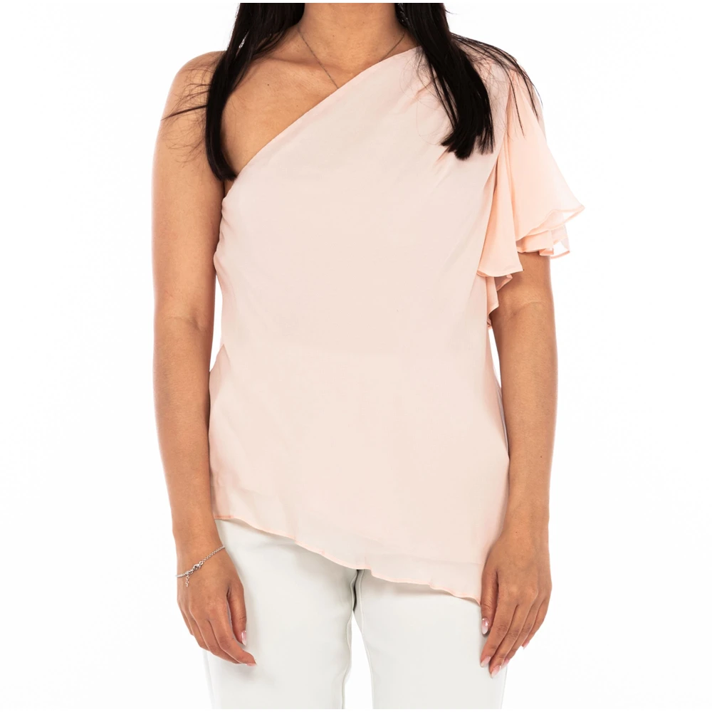 PATRIZIA PEPE Elegante One-Shoulder Blouse in Roze Pink Dames