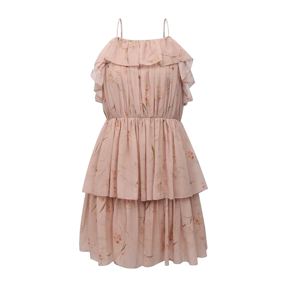 Celine Bloemenprint Chiffon Jurk Pink Dames