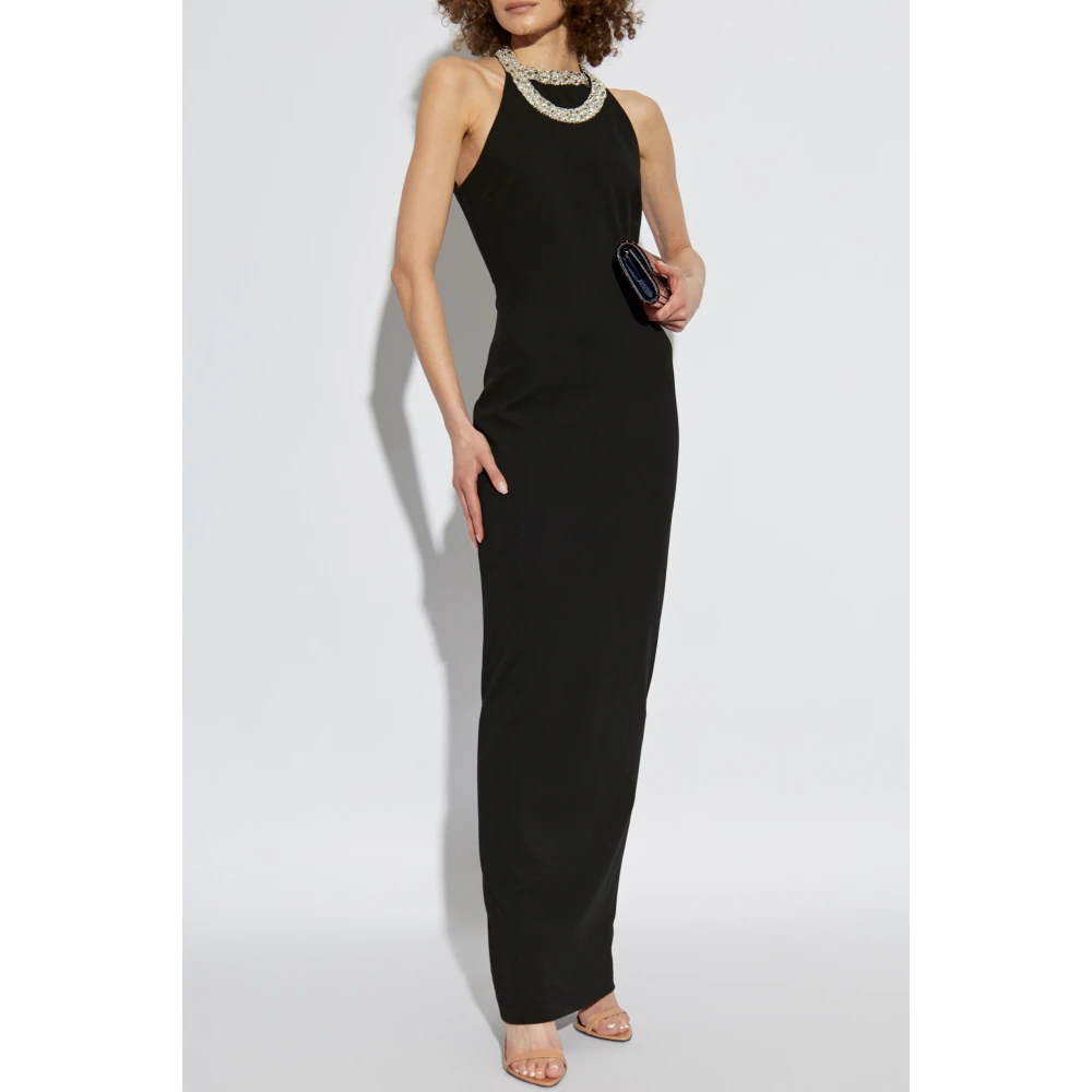 Balmain Jurk met glinsterende kristallen bij de halslijn Black Dames