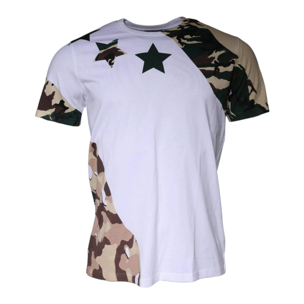 Dolce & Gabbana Camouflage Stars Crew Neck T-shirt White, Herr