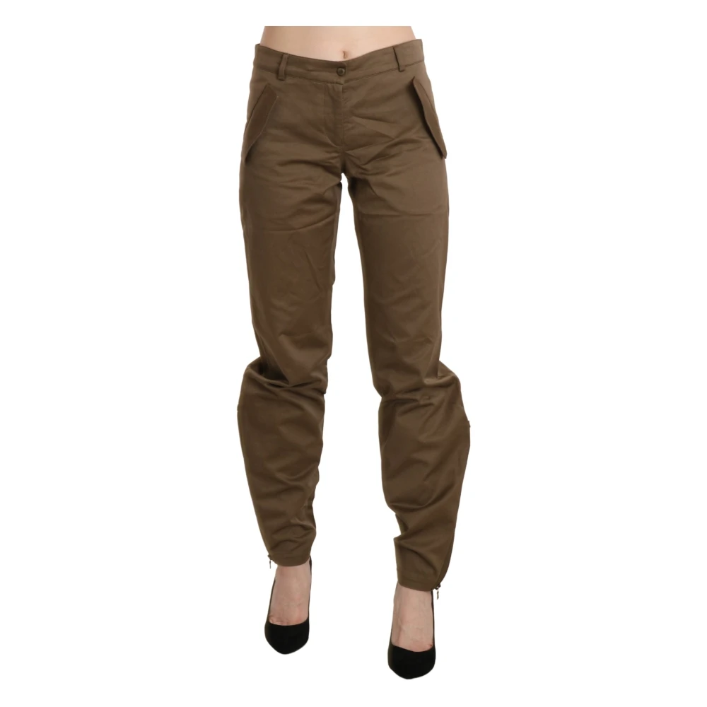 Ermanno Scervino Women's Brown Mid Waist Straight Cotton Pants