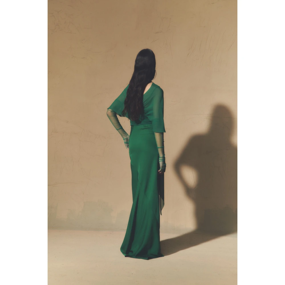 Cortana Land smaragdgroene zijden jurk Green Dames