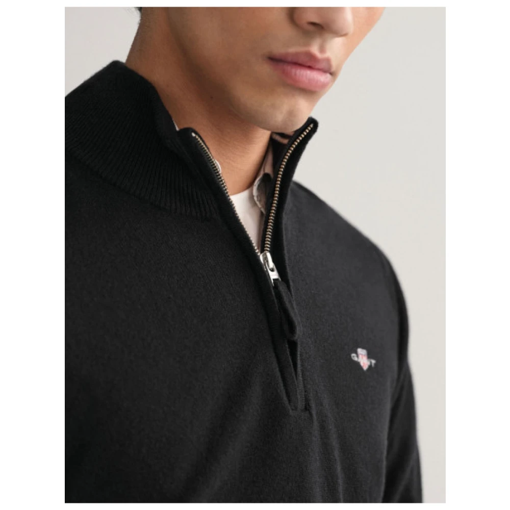 Gant Ultra Fijne Wol Half-Zip Trui Black Heren