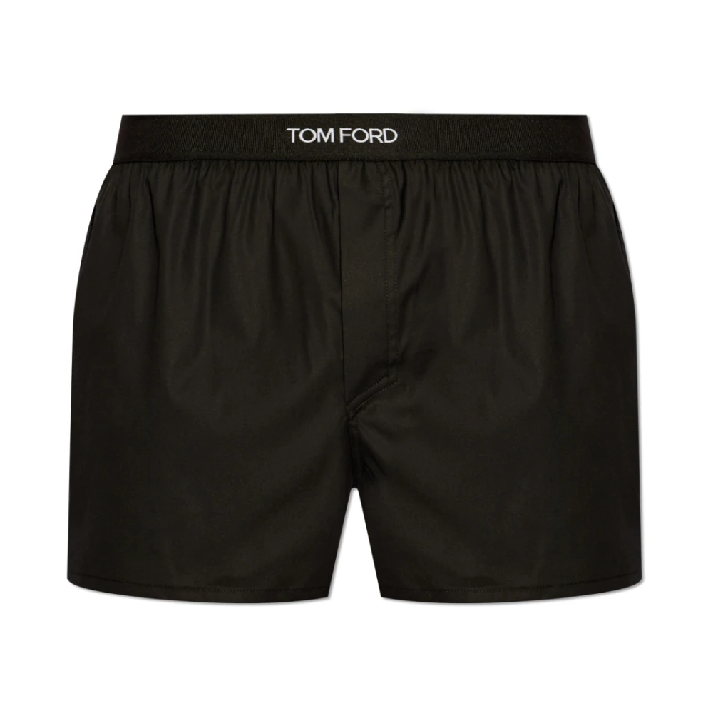 Tom Ford Mannelijk Zwart Ondergoed Heren, L, Katoen, Logo Waistband Boxer Shorts
