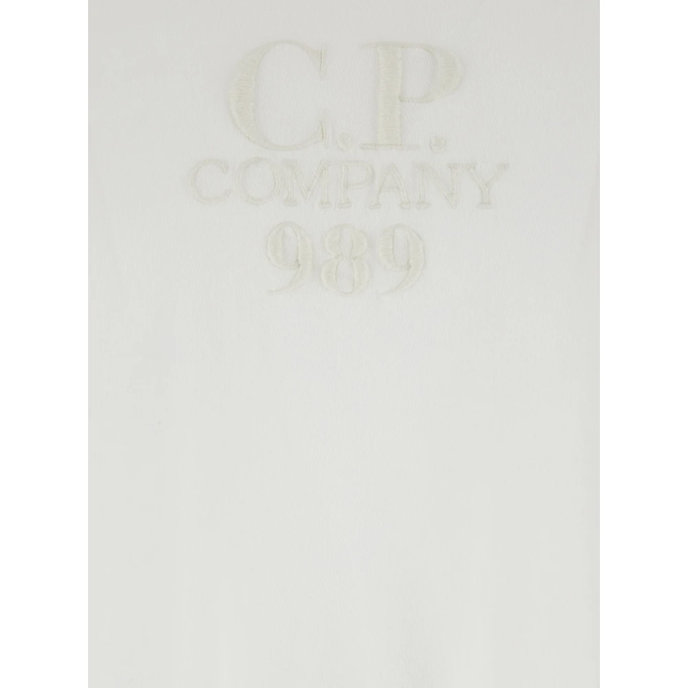 C.P. Company Wit Logo Geborduurd T-Shirt Katoen Man White Heren