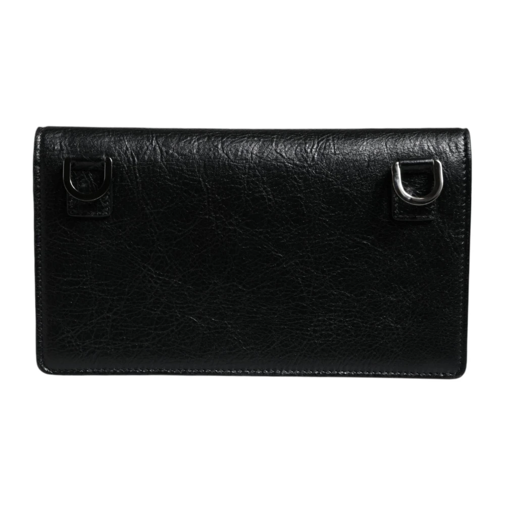 Dolce & Gabbana Zwarte Leren Crossbody Kaarthouder Tas Black Dames
