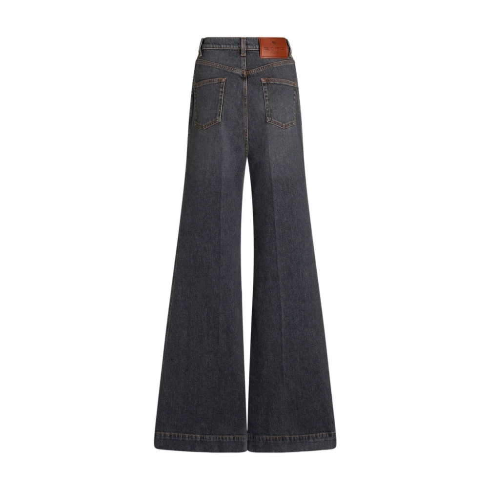 ETRO Zwarte Wide Leg Flared Denim Jeans Gray Dames