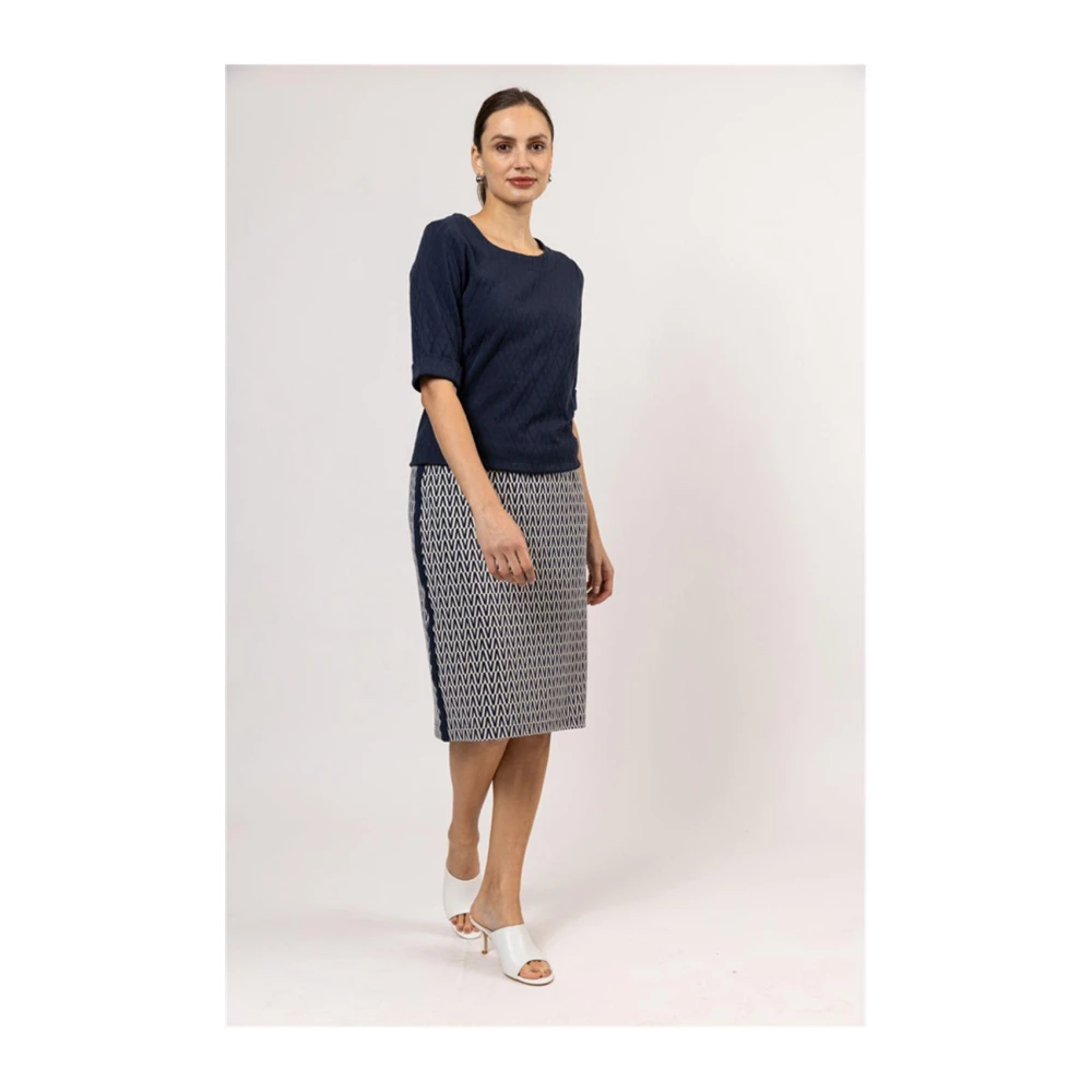 Roberto sarto Navy-Offwhite Rok Blue Dames