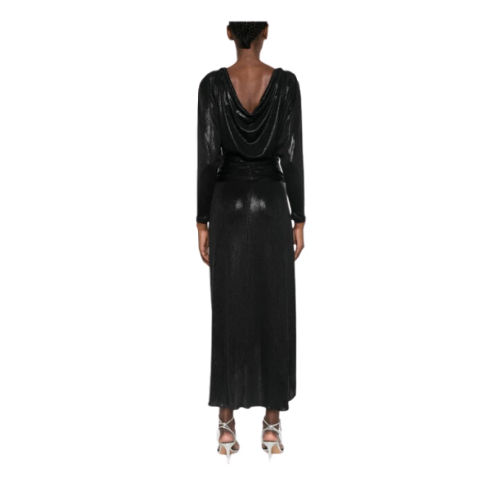 IRO Midi Oceanna Zwarte Jurk met Lurex Black Dames
