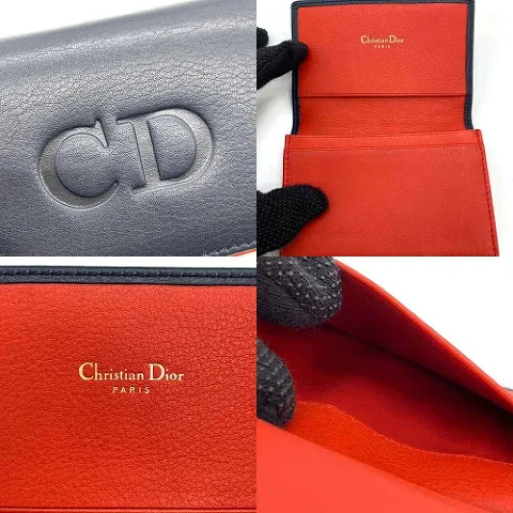 Dior Vintage Pre-owned Leather wallets Blue Dames