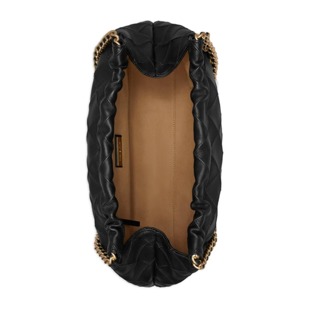 TORY BURCH Diamantgestikte leren schoudertas Black Dames