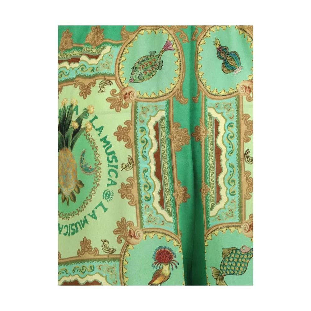 Alemais Groene Zijden Wijde Broek Multicolor Dames