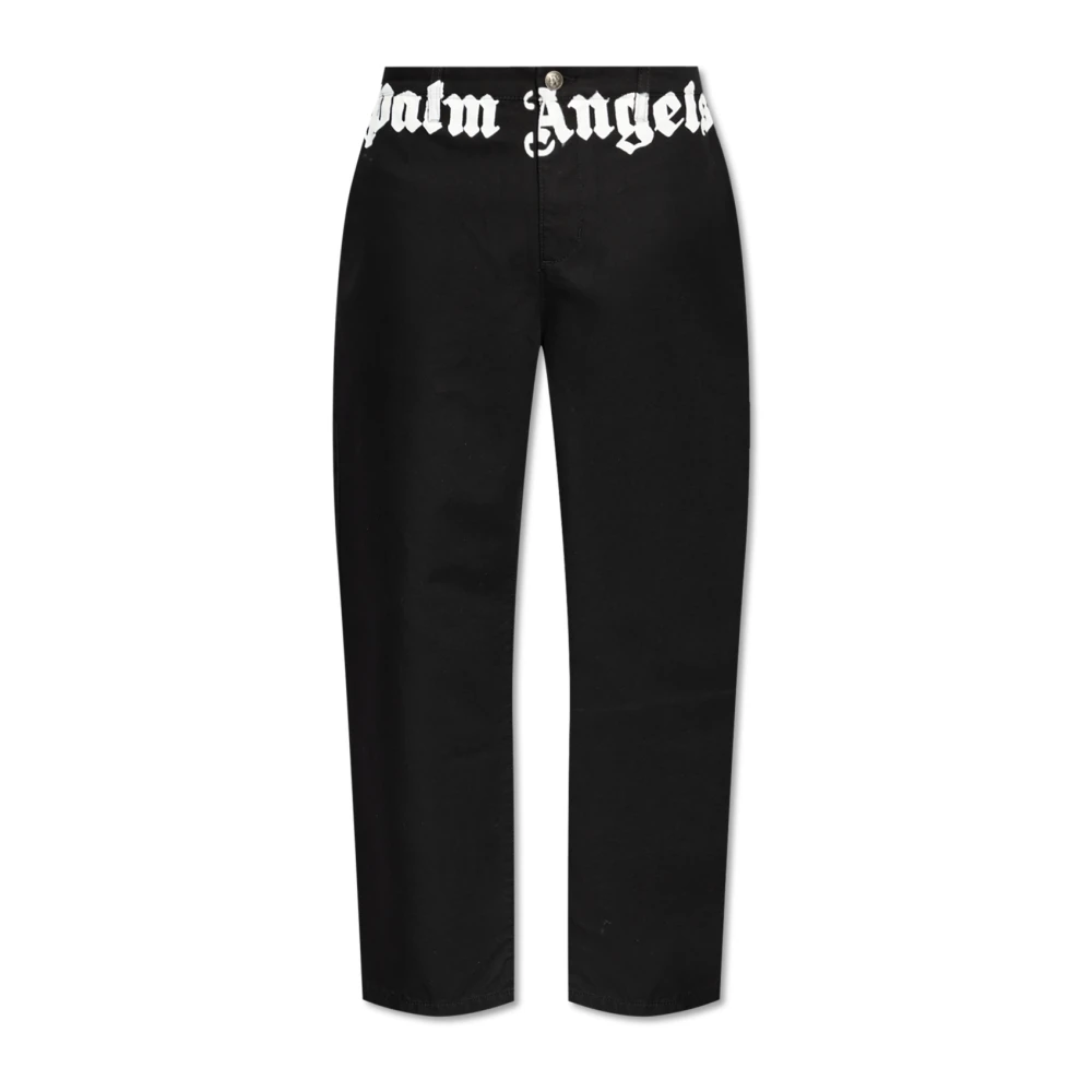 Palm Angels Men's Black Wide Trousers, Male,, Wide-Leg Trousers Large